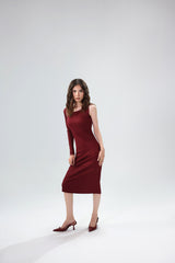 Ribbed Asymmetric Midi Dress