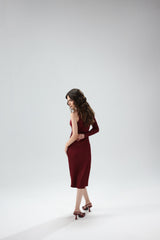 Ribbed Asymmetric Midi Dress