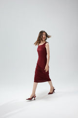 Ribbed Asymmetric Midi Dress