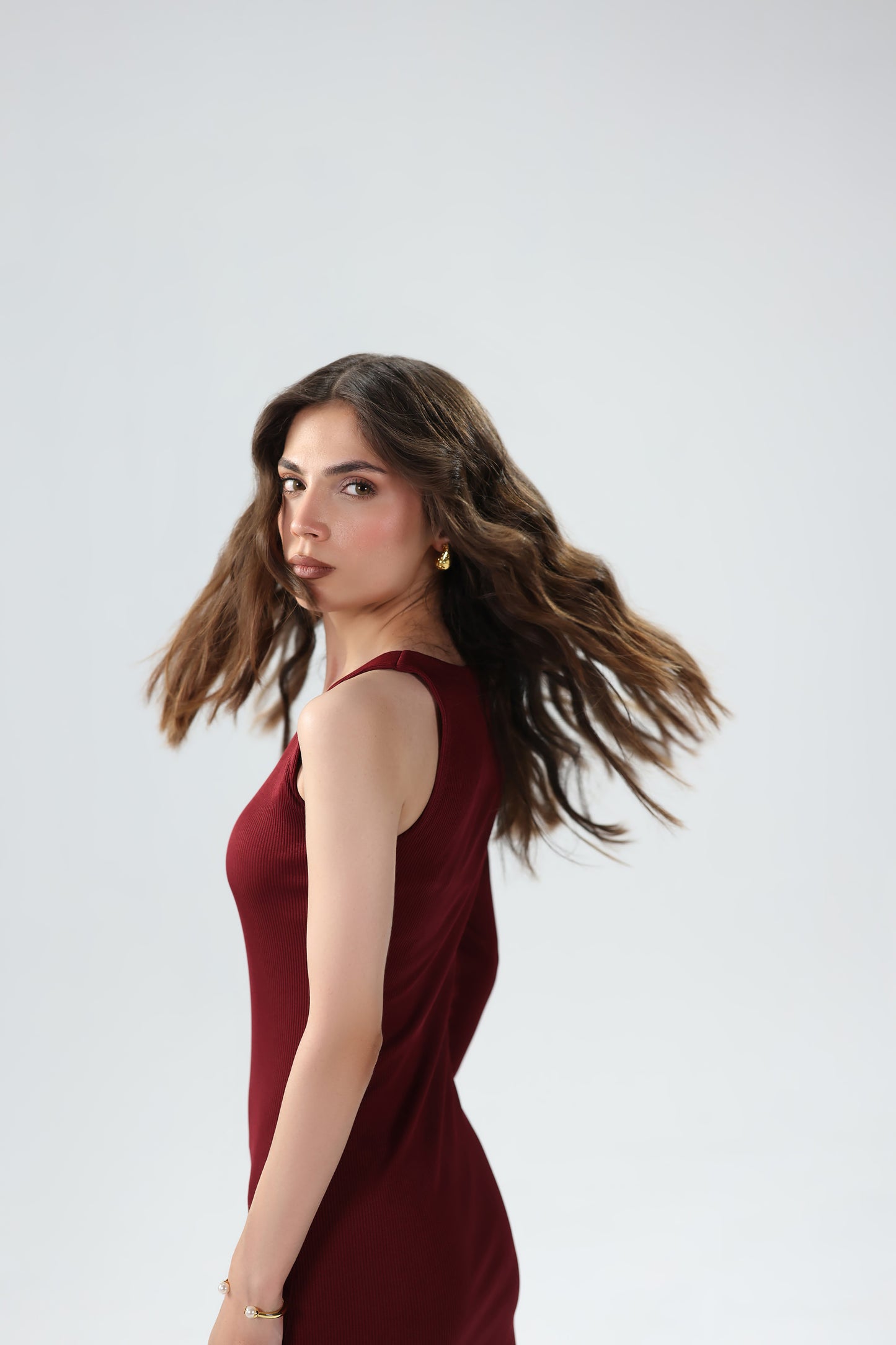 Ribbed Asymmetric Midi Dress