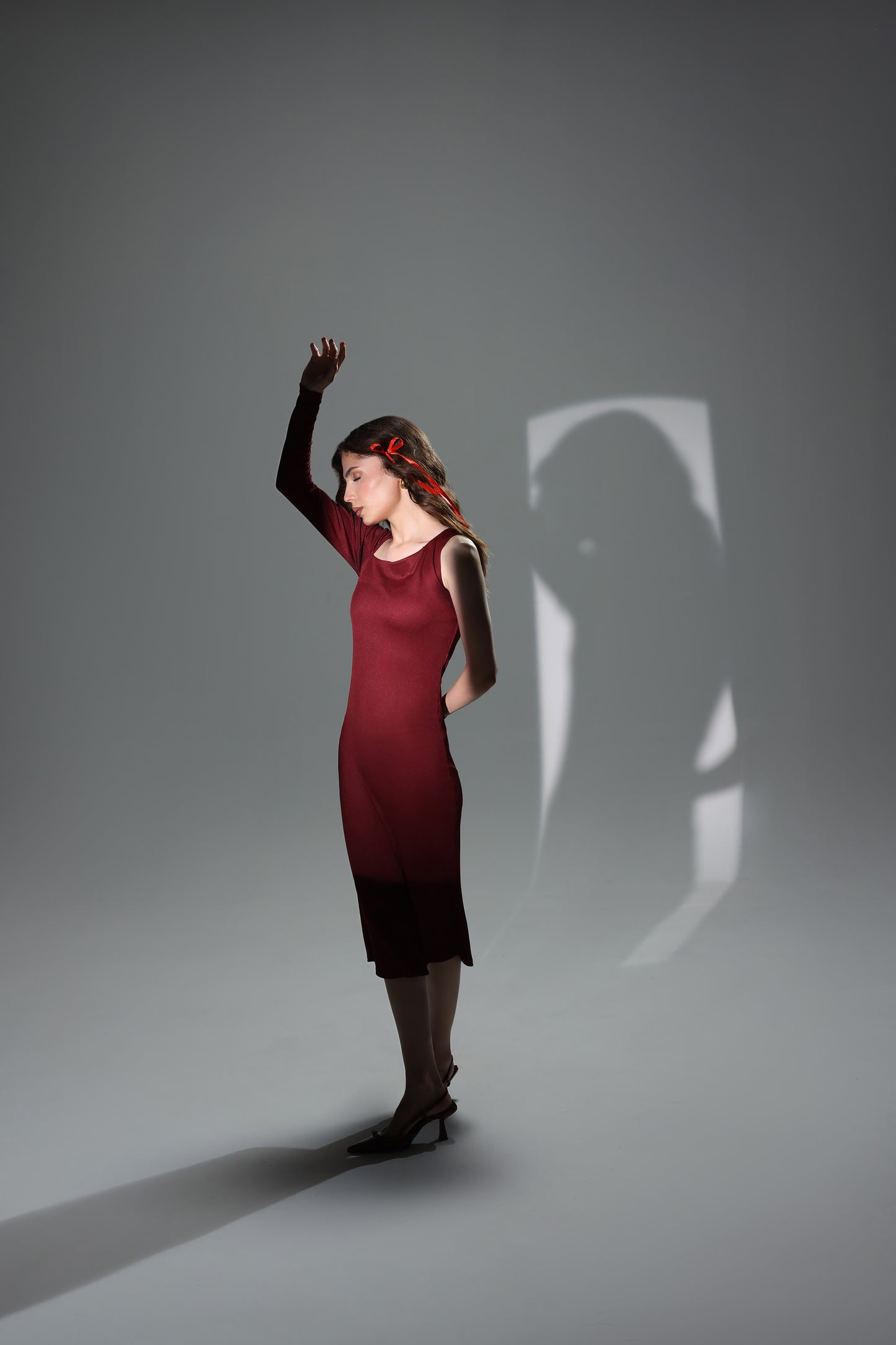 Ribbed Asymmetric Midi Dress
