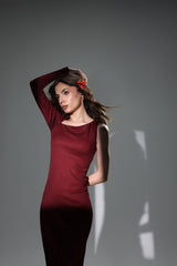 Ribbed Asymmetric Midi Dress