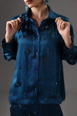 Embellished Satin Silk Shirt