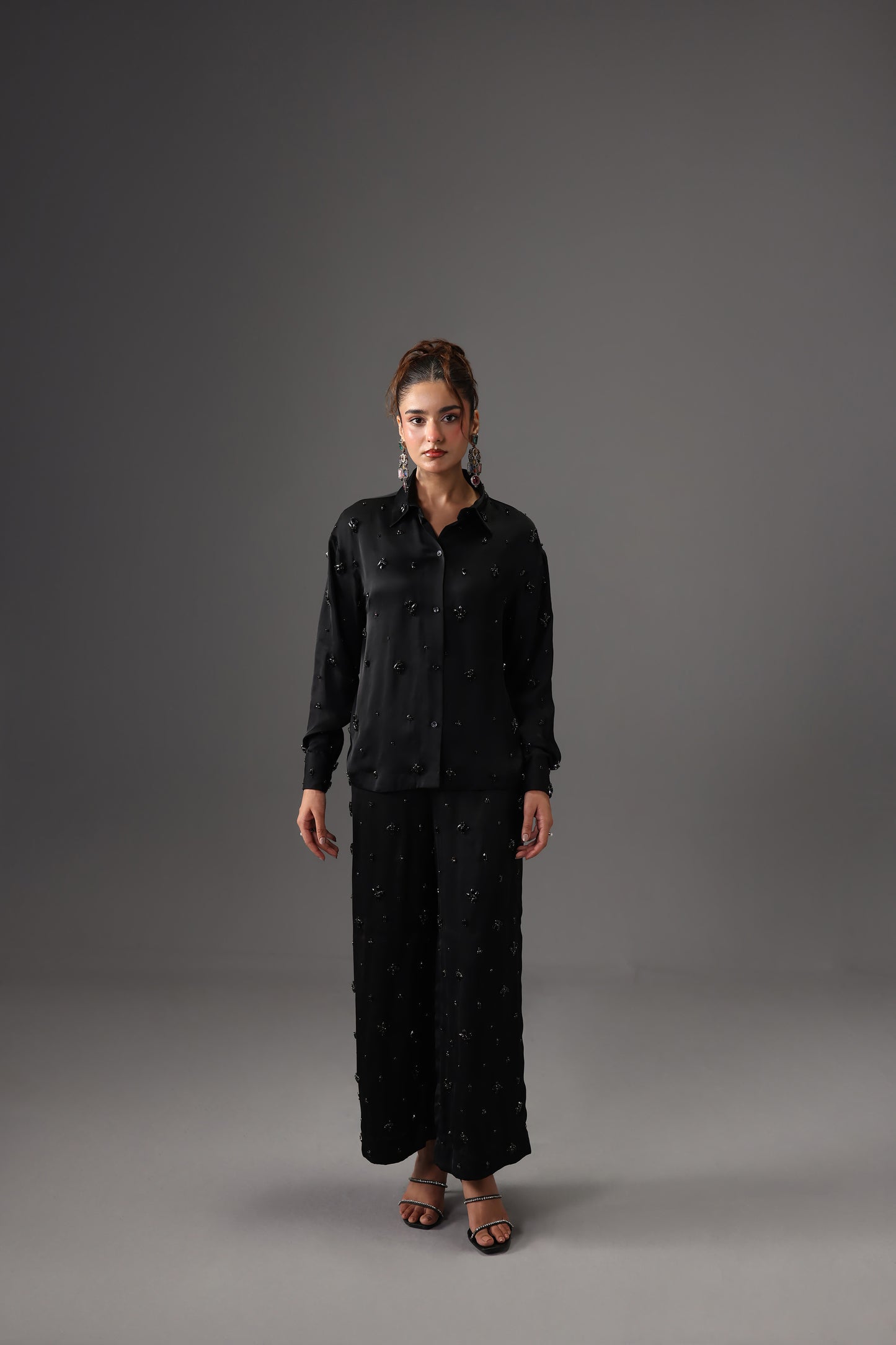 Embellished Satin Silk Co-Ord Set