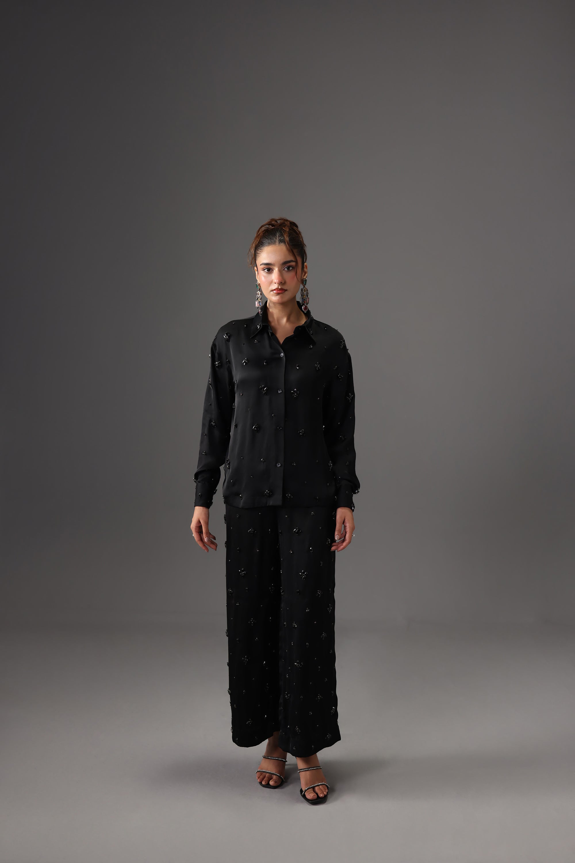 Embellished Satin Silk Co-Ord Set