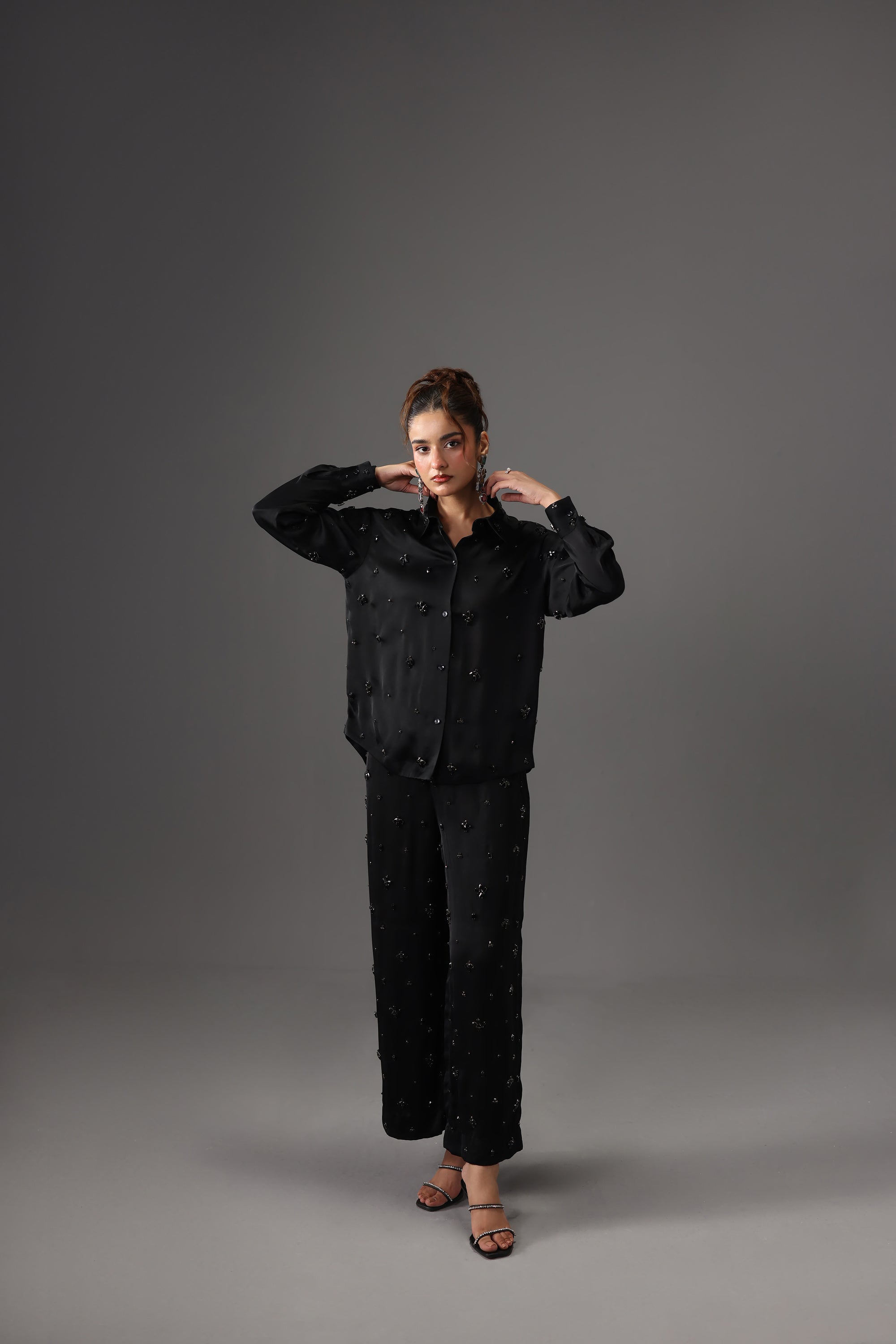Embellished Satin Silk Shirt