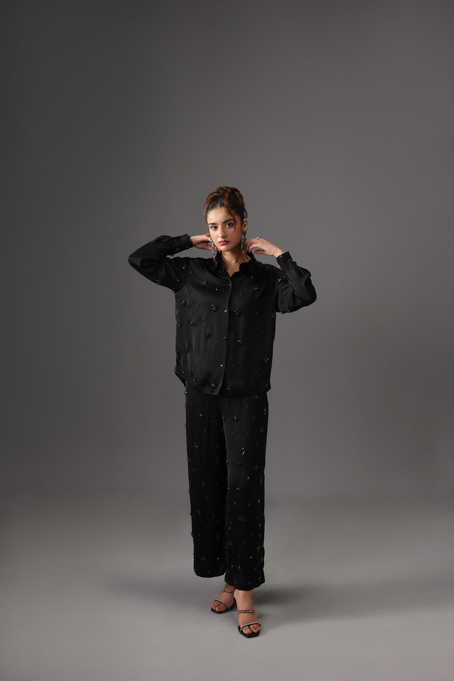 Embellished Satin Silk Co-Ord Set