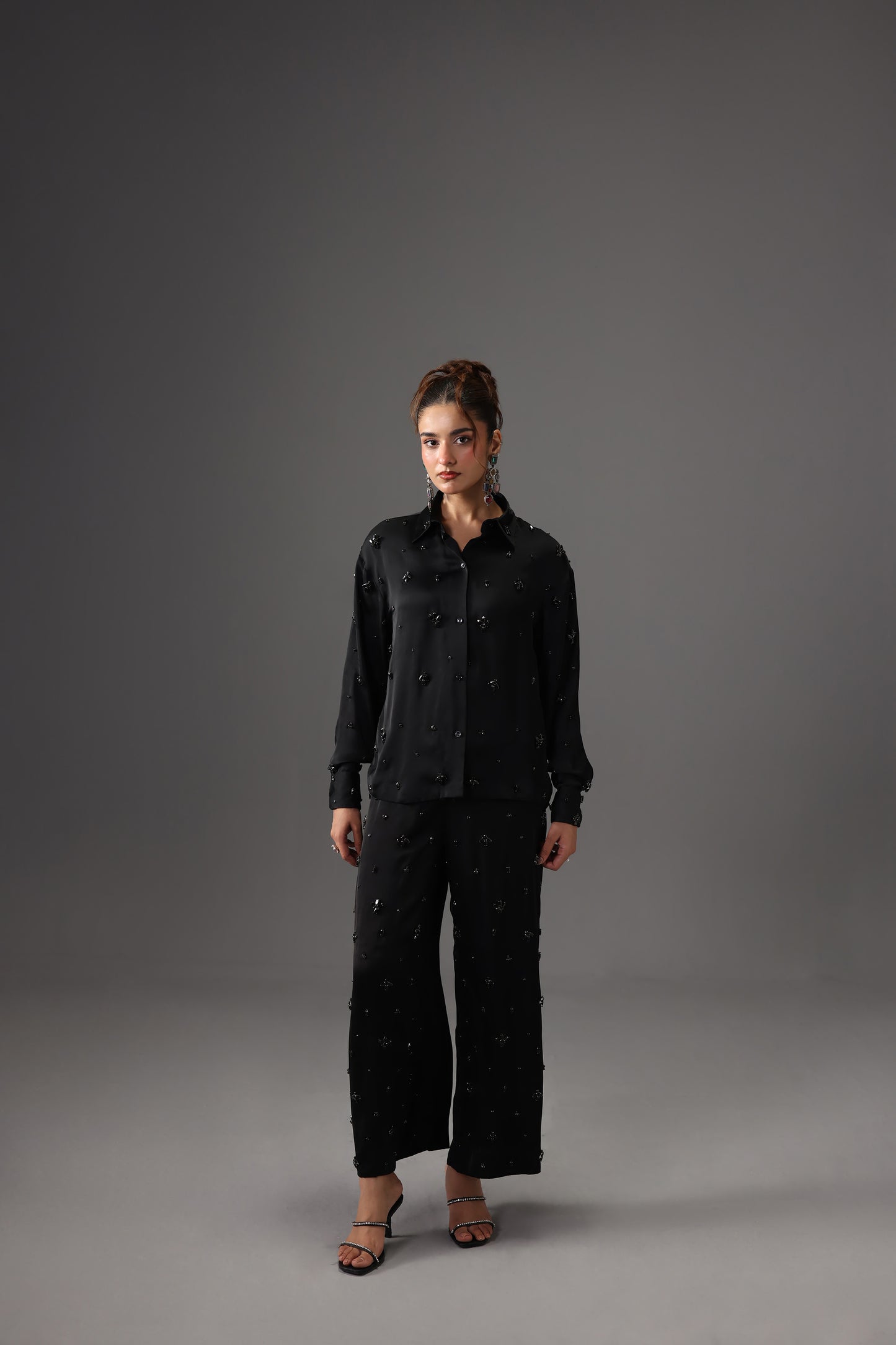 Embellished Satin Silk Shirt