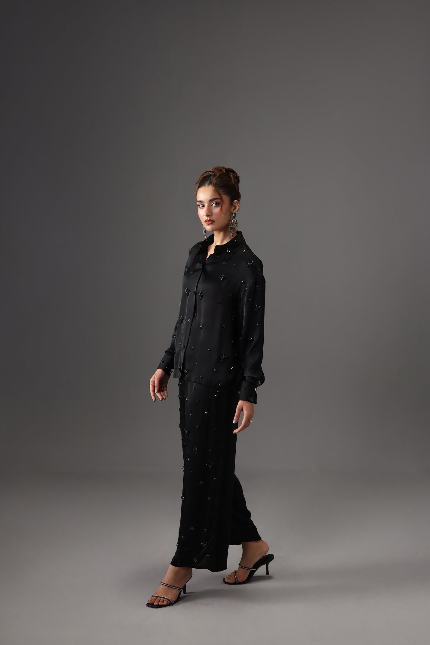 Embellished Satin Silk Co-Ord Set