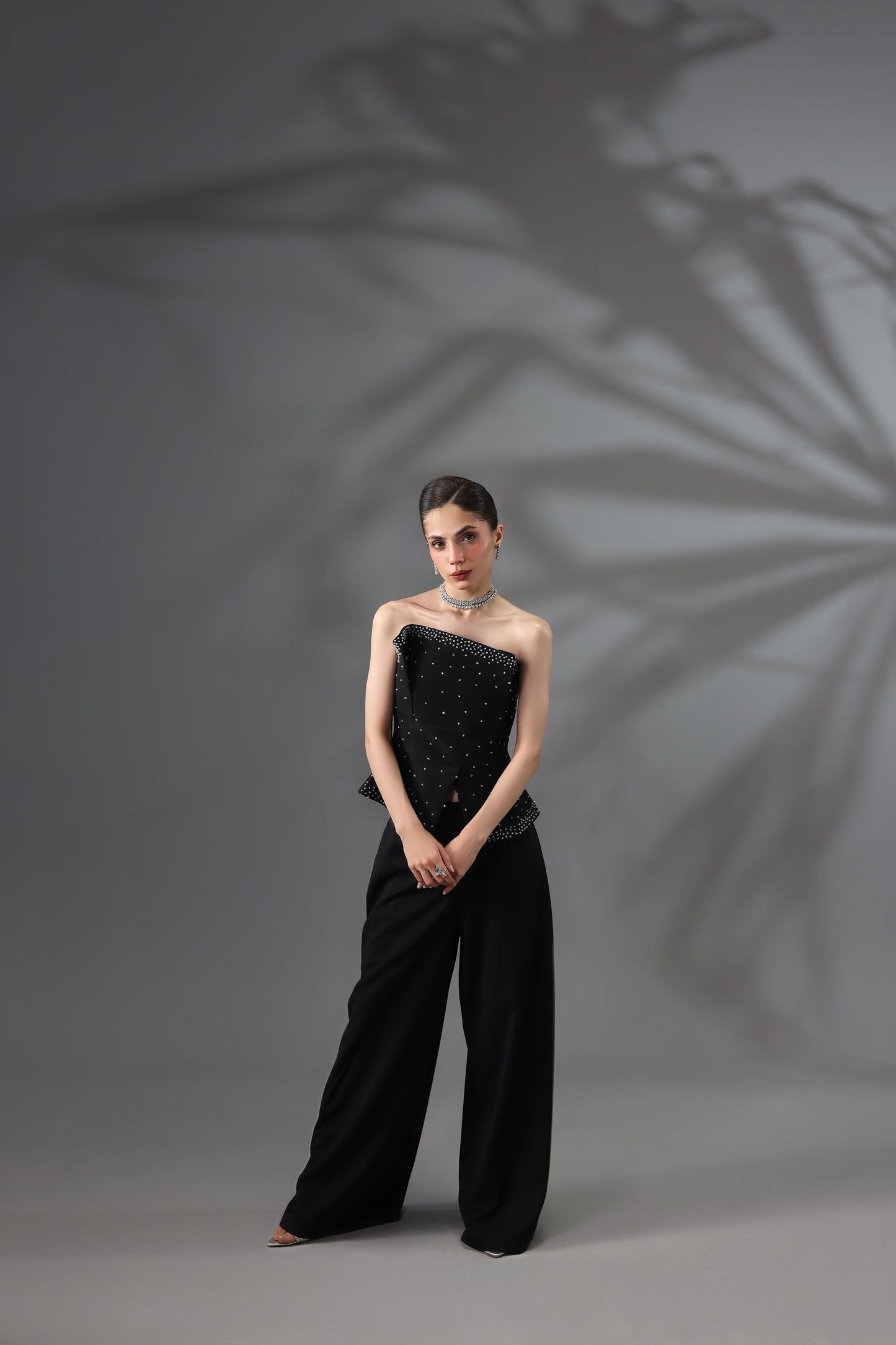 Wrap Front Wide Leg Trousers