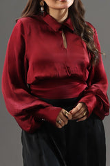 Balloon Sleeve Satin Shirt