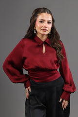 Balloon Sleeve Satin Shirt