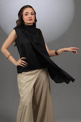 Draped Satin Silk 2-in-1 Top