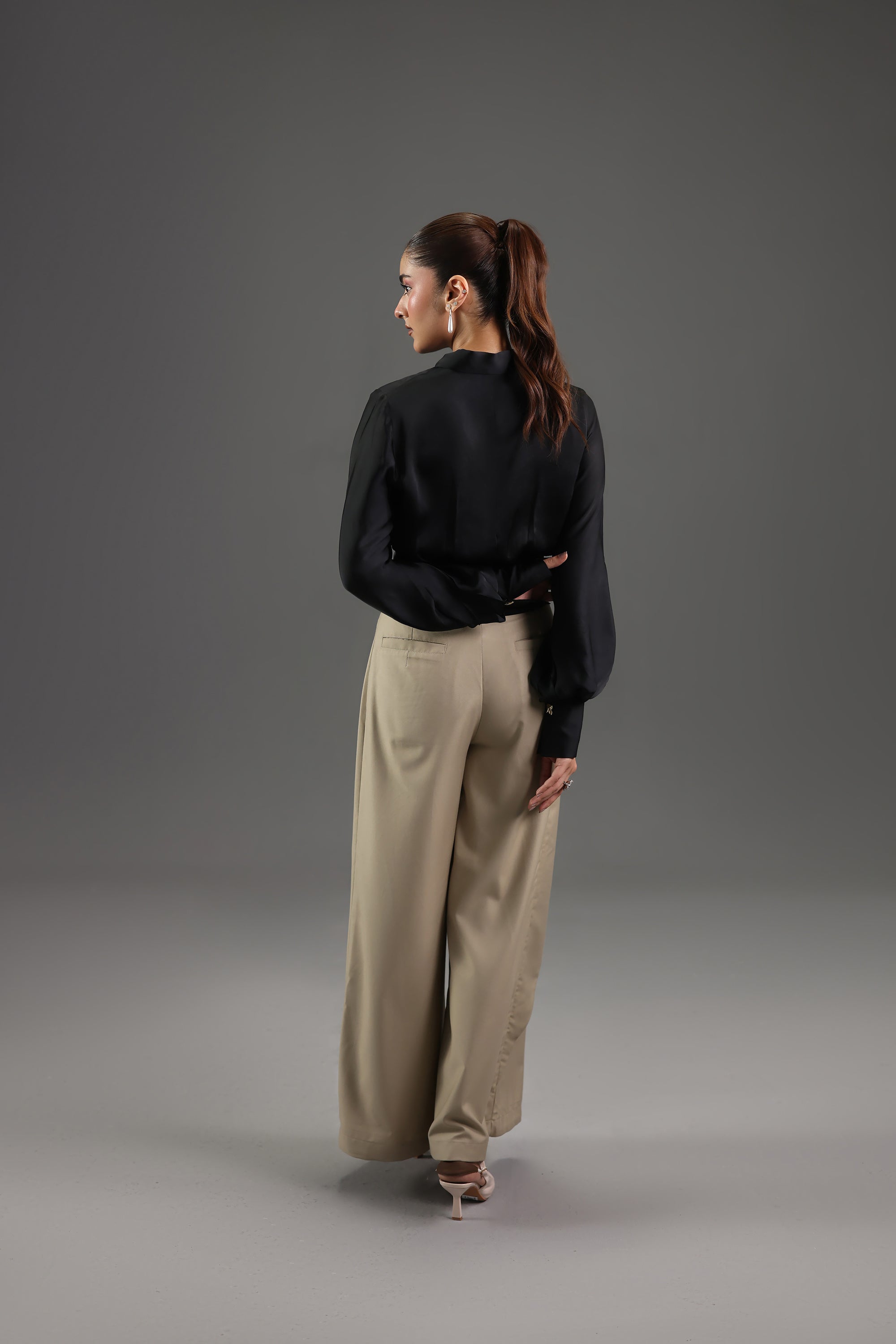 Wrap Front Wide Leg Trousers
