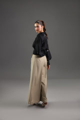 Wrap Front Wide Leg Trousers
