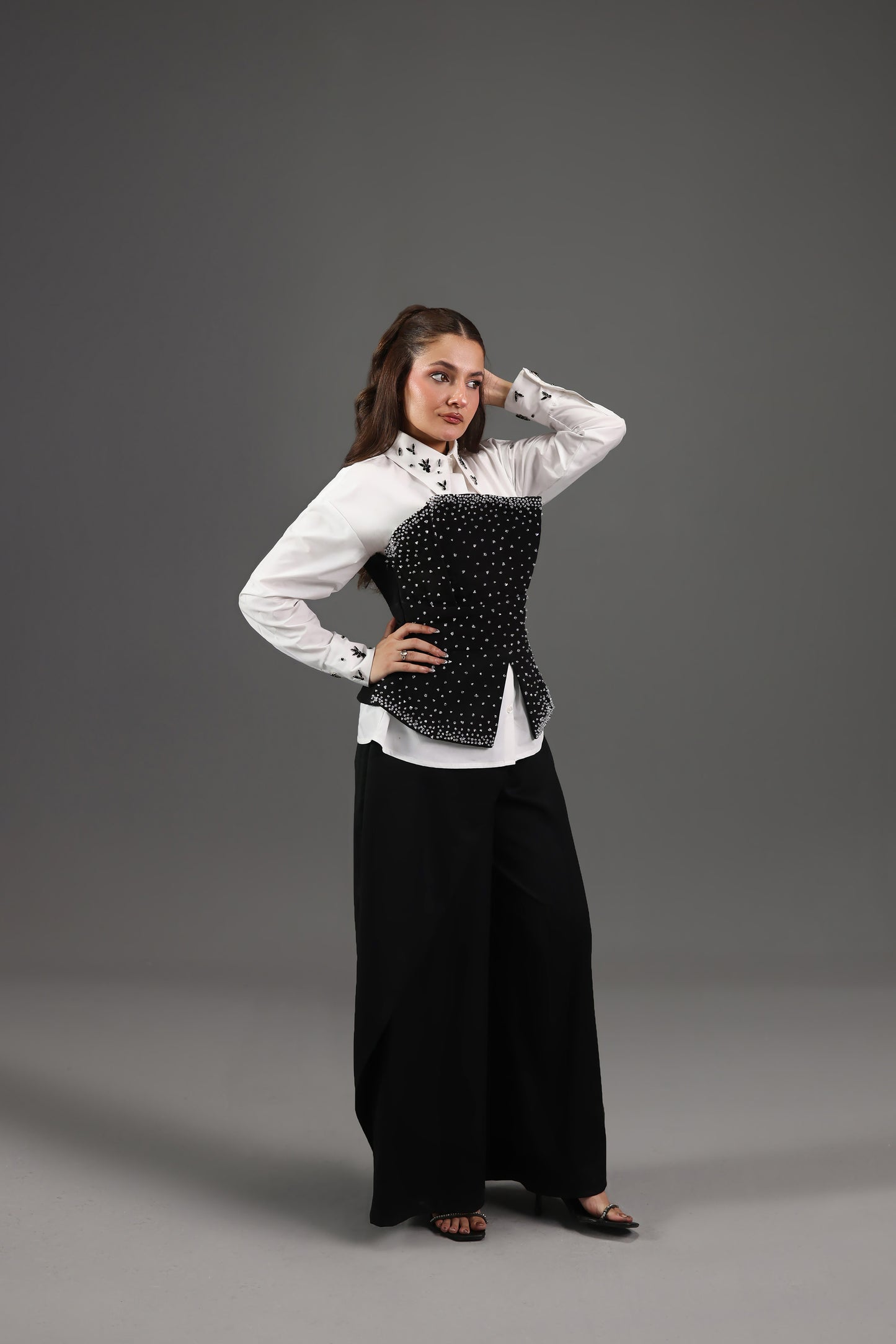 Embellished Shirt & Corset Set