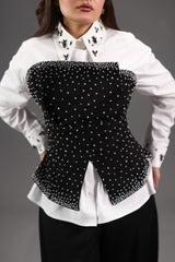 Embellished Shirt & Corset Set