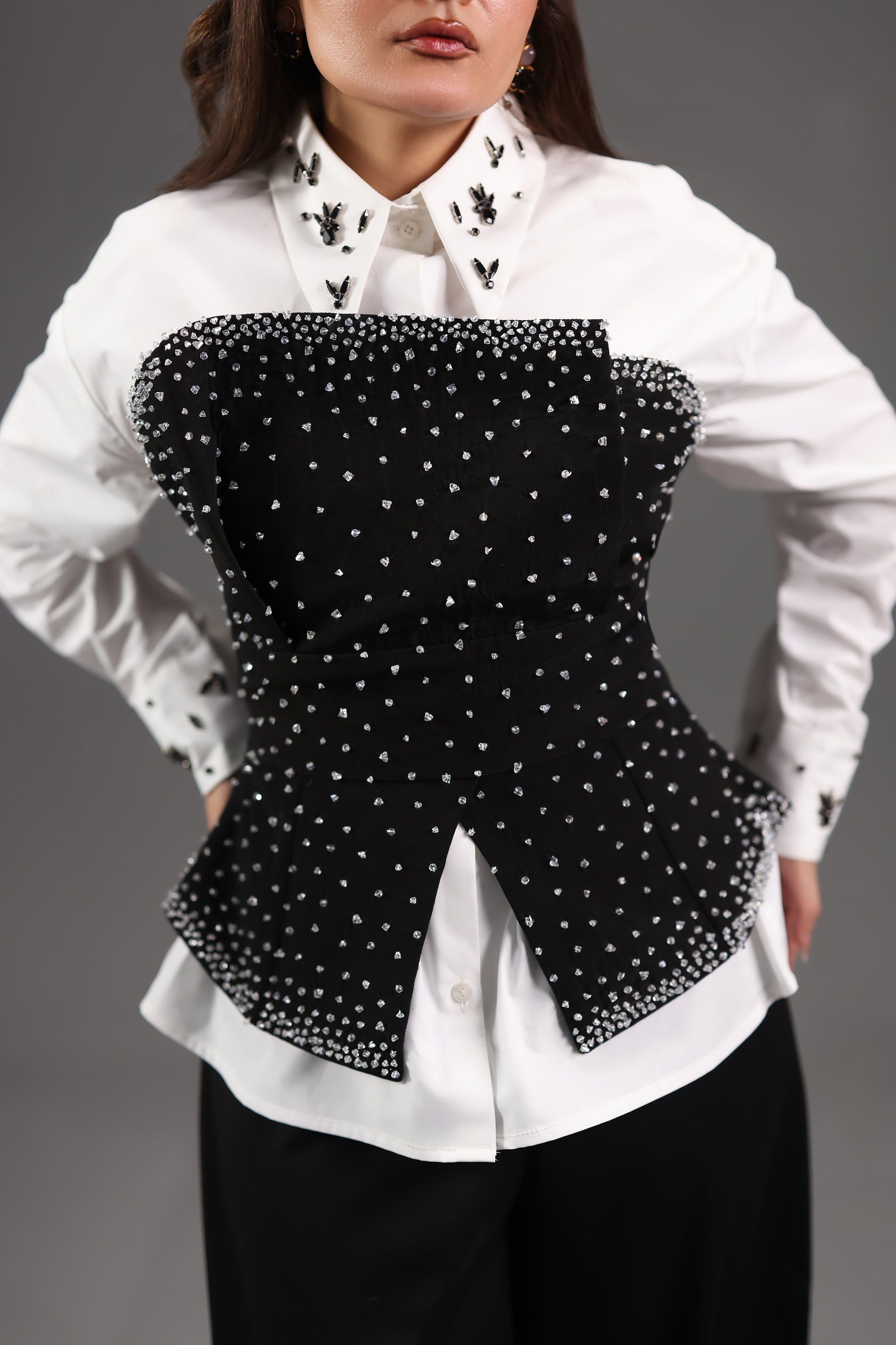 Embellished Shirt & Corset Set