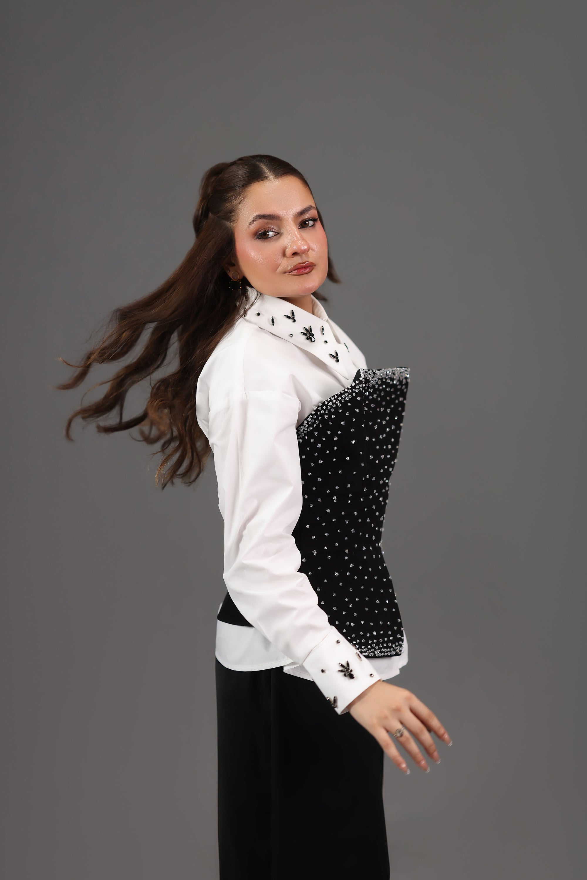 Embellished Shirt & Corset Set