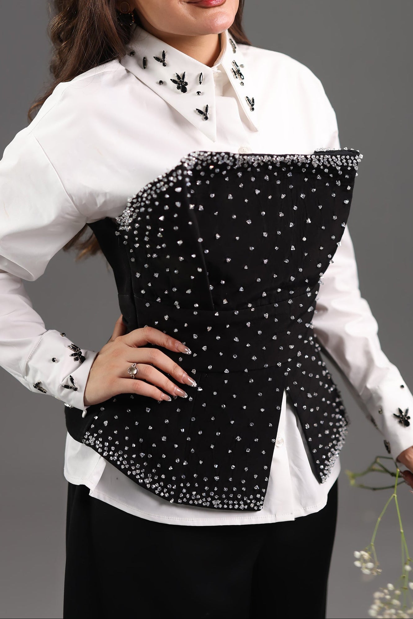 Embellished Point Collar Shirt