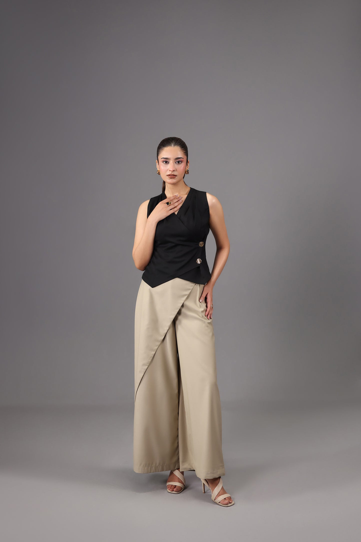 Tailored Black Wrap Vest