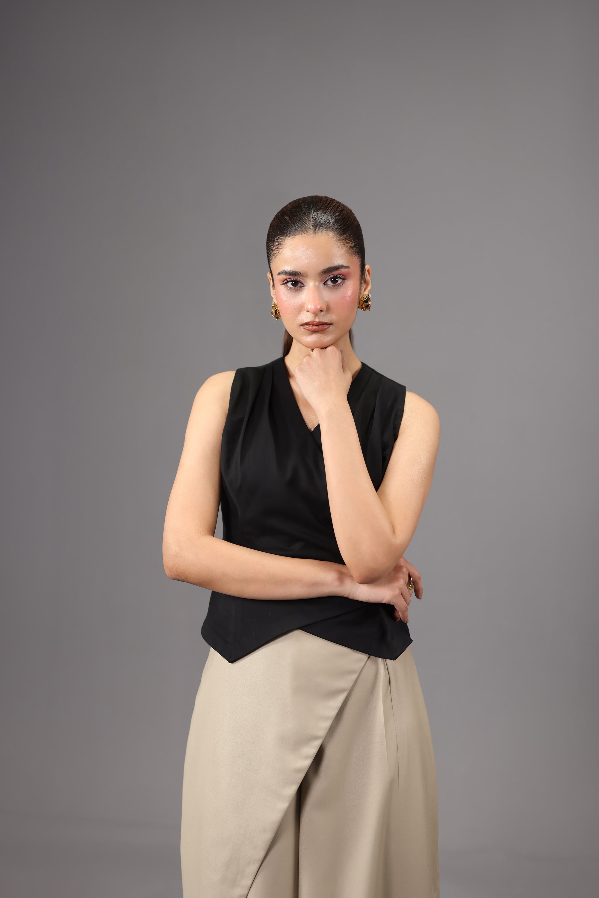 Tailored Black Wrap Vest