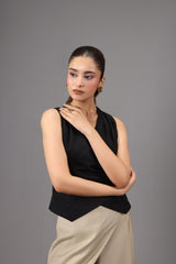 Tailored Black Wrap Vest