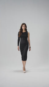 Ribbed Asymmetric Midi Dress
