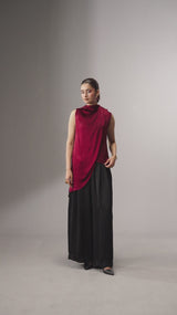 Draped Satin Silk 2-in-1 Top