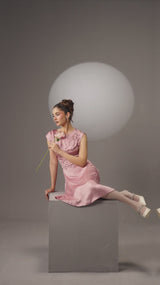 Boat Neck Satin Silk Dress