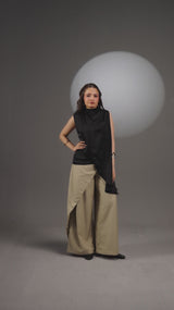 Draped Satin Silk 2-in-1 Top