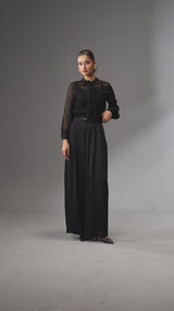 Sheer Chiffon Tie-Neck Blouse