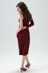 Ribbed Asymmetric Midi Dress
